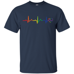 Rainbow Heartbeat blue LGBT Pride tshirt for men