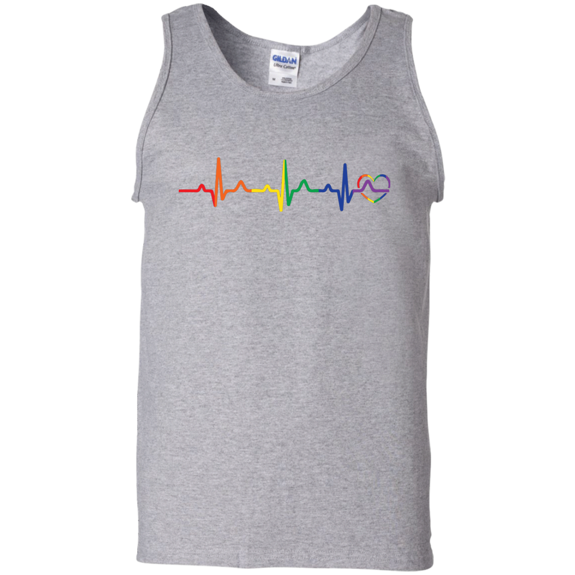 Rainbow Heartbeat Gay Pride Men's greyTank Top