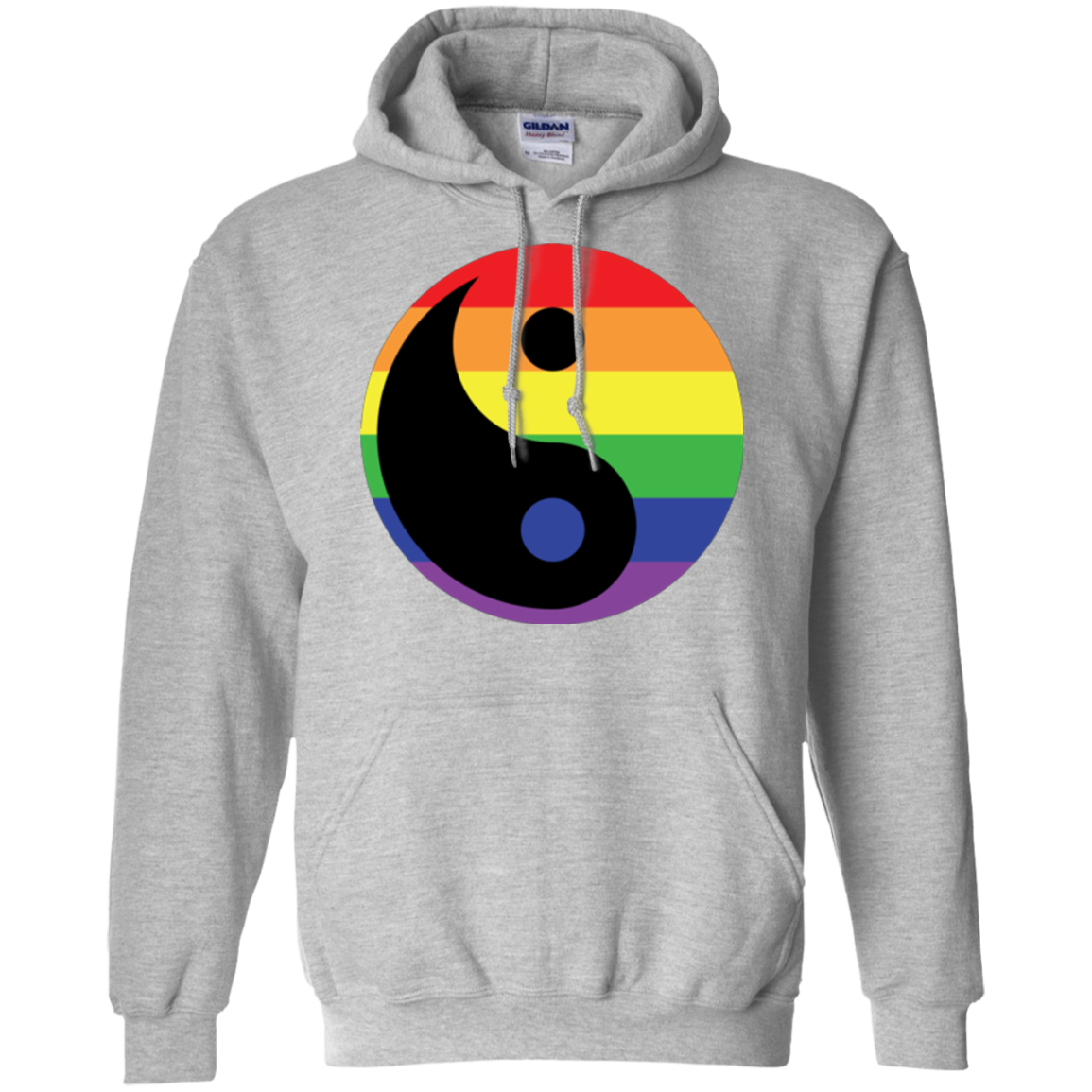 Rainbow Yin Yang Gay Pride Shirt LGBT Pride grey unisex hoodie