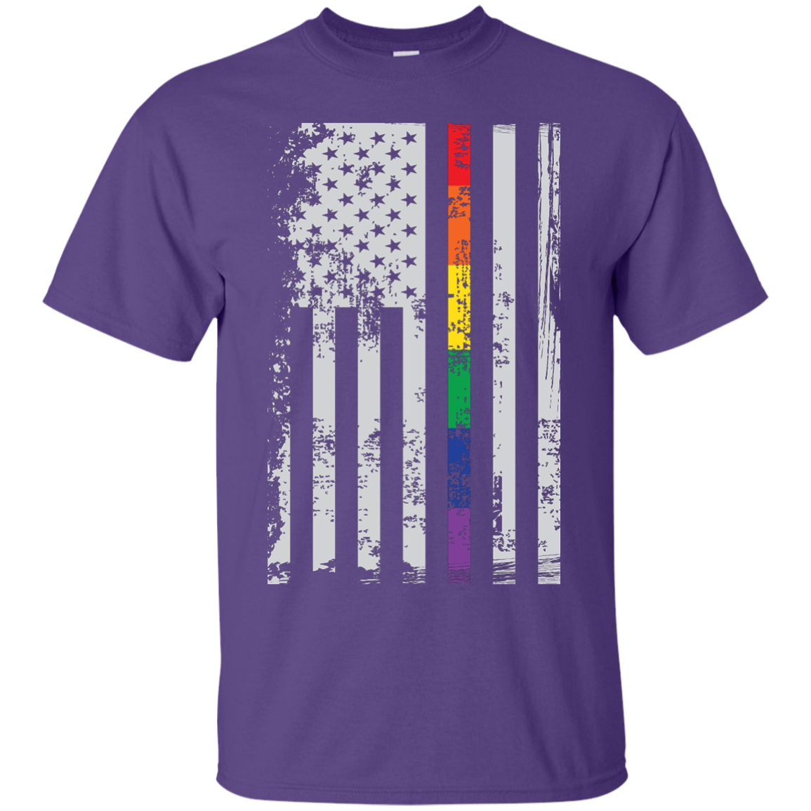 Rainbow Pride USA Flag Strip purple T Shirt for men