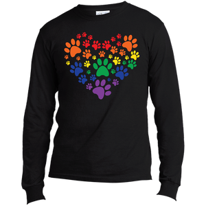 Rainbow Paw Print Love black unisex tshirt 