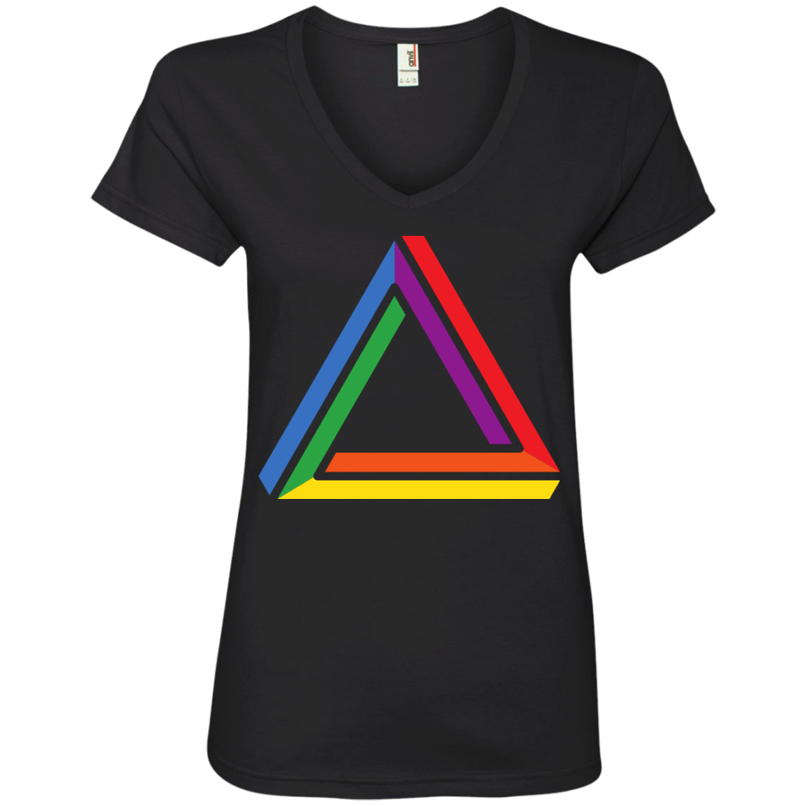 Funky Gay Pride Black V-neck Shirt Rainbow Triangle Gay Pride Tshirt