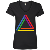 Funky Gay Pride Black V-neck Shirt Rainbow Triangle Gay Pride Tshirt
