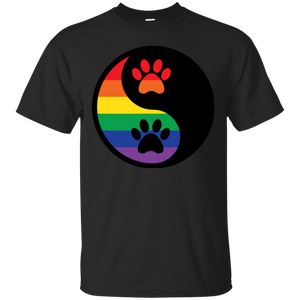 Rainbow Paw Yin Yang Pet black Shirt For Men gay Pride Black Tshirt