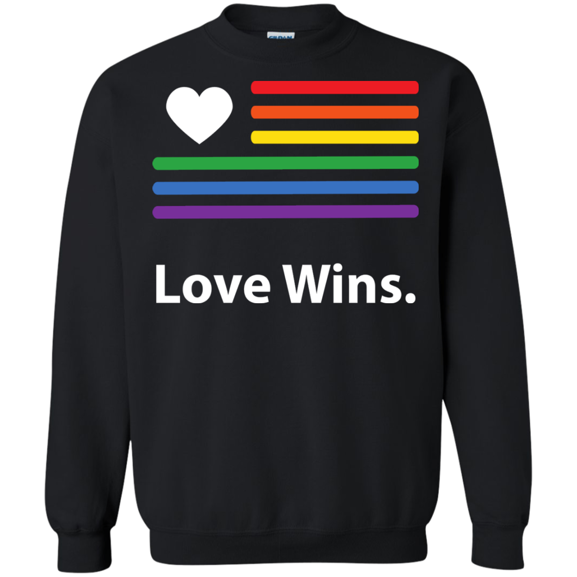 "LGBT Flag Love Wins" LGBT Pride Black Sweatshirt for Men