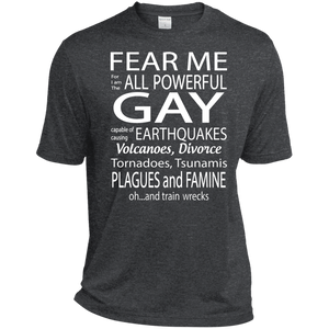 Powerfull gay Gay pride dark grey round neck tshirt for men