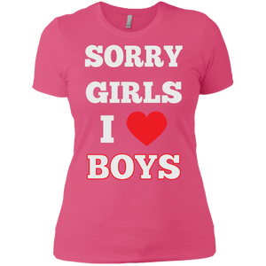 "Sorry Girls, I Love Boys" Gay Pride Pink Quote Printed Tshirt