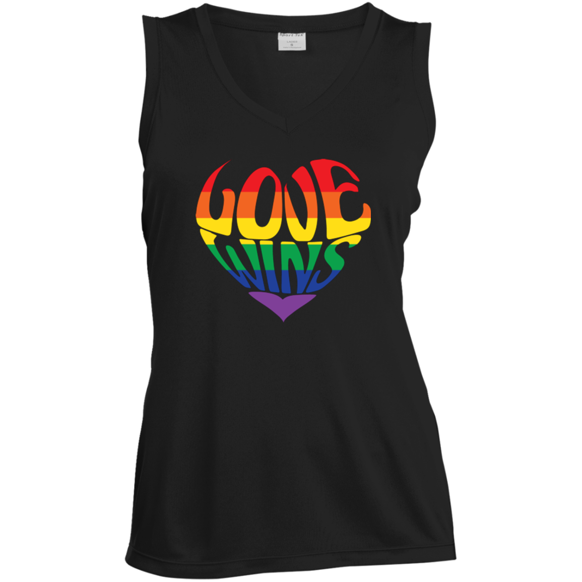 Love Wins black Sleeveless LGBTQ Pride Tshirt for women