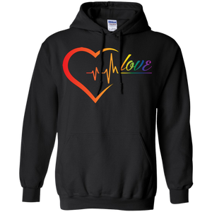 Rainbow Heartbeat Love Grey Hoodie for men & women Gay Pride Black Hoodie for men & women