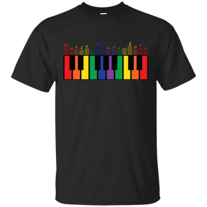 "Music Binds Love" Rainbow LGBT Pride black round neck tshirt for men
