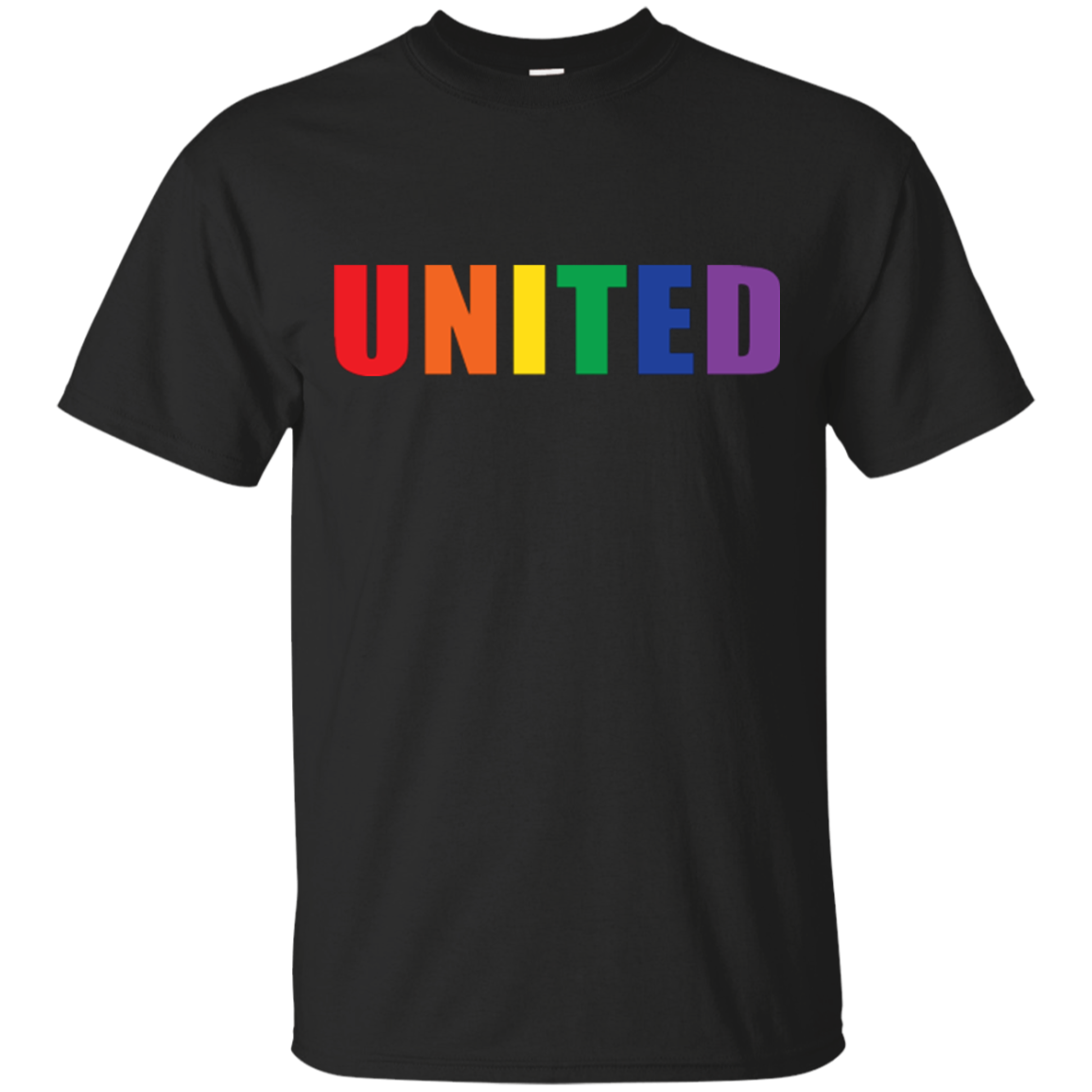 "United" Gay Pride Round Neck Black Shirt LGBT Pride Tshirt for Men
