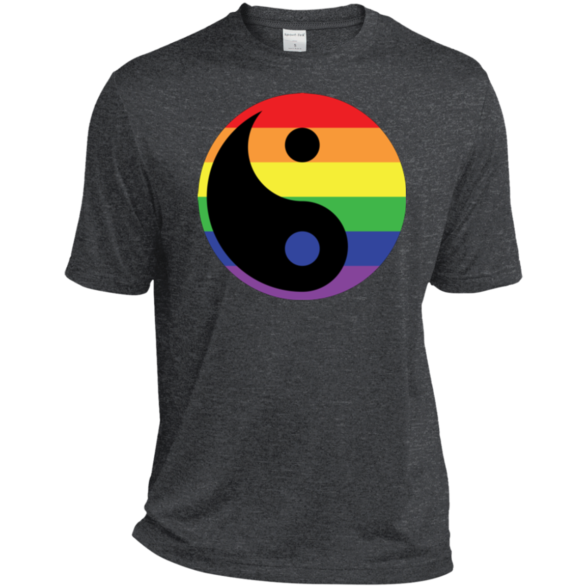 Rainbow Yin Yang Gay Pride Shirt LGBT Pride dark grey mens shirt