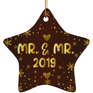 Mr and Mr 2019 LGBT Pride Ceramic Star Christmas Ornament Gift For Gay Couple