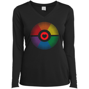 LGBT Pride Vibe long sleeves Shirt for women Gay pride rainbow circle v-neck black tshirt for women