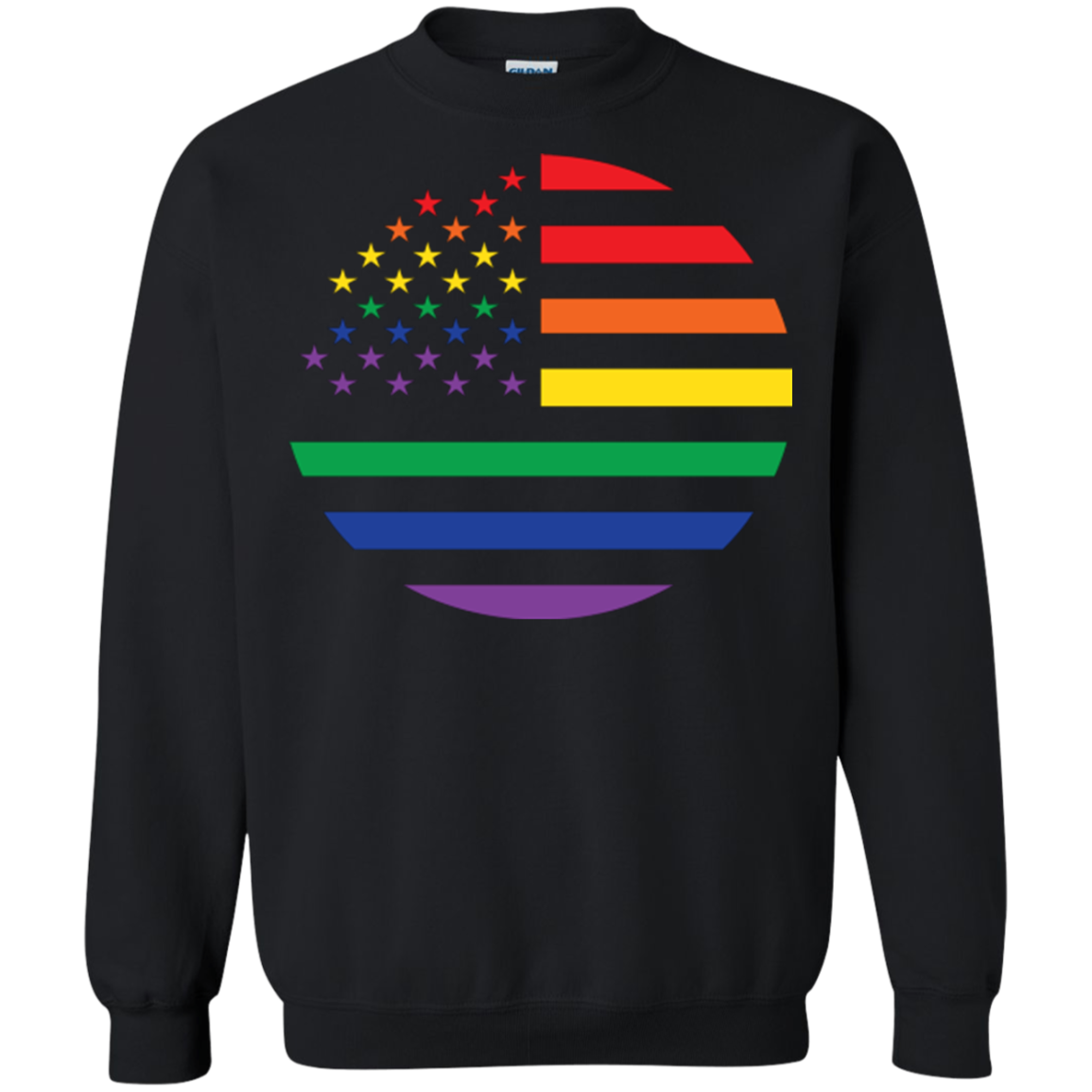 "Circular Rainbow Flag" Gay Pride Round Neck Black Color Hoodie, Full-Sleevs 