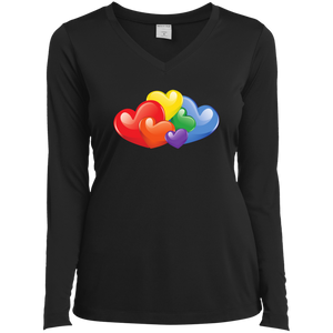 Vibrant Heart Gay Pride Black Full Sleeves T Shirt for Women  LGBT Pride Tshirt for Women