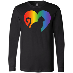 Rainbow Cat Heart LGBT Pride black full sleeves mens tshirt | Affordable LGBT  tshirt for pet lovers