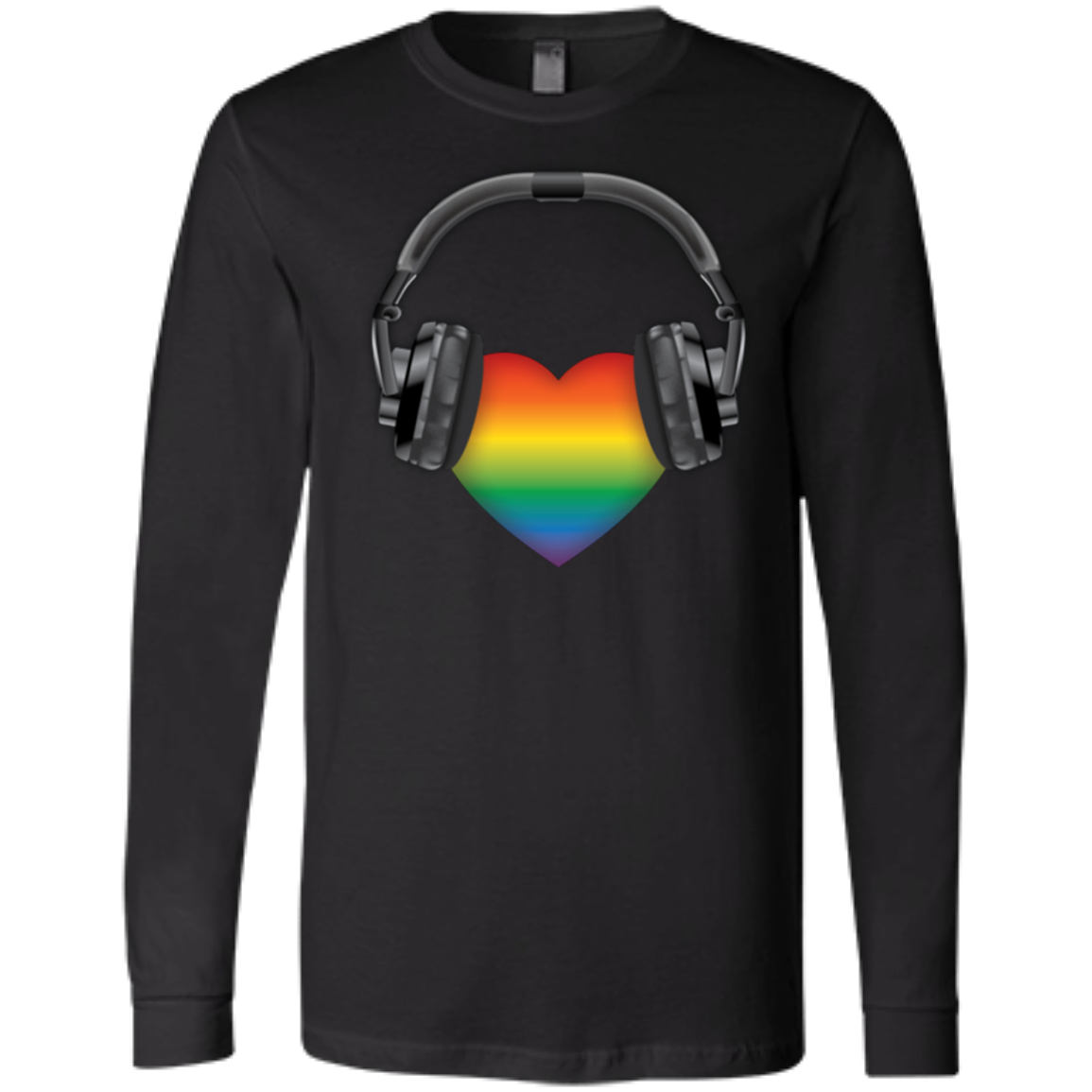 Listen to Your Heart LGBT Pride black full sleeves round neck tshirt for men