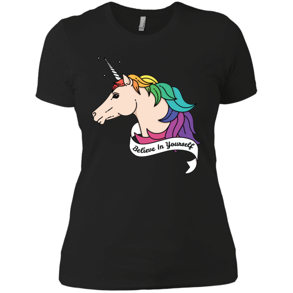 Believe in yourself unicorn black tshirt for womens LGBT Pride Believe in yourself womenws Tshirt