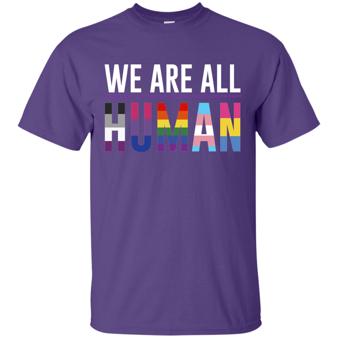 We Are All Human purple T Shirt for men, half sleeves round neck tshirt for men