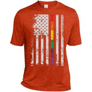 Rainbow Pride USA Flag Strip orange T Shirt for men