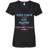 Keep Calm I'm The Gay Nurse black v-neck tshirt for women