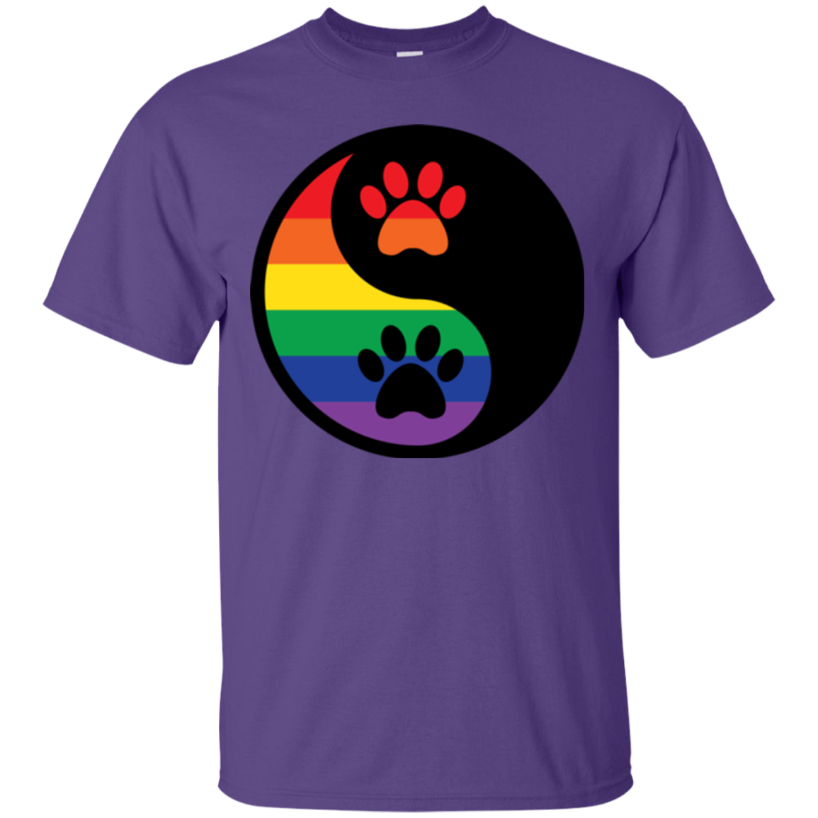 Rainbow Paw Yin Yang Pet purple Shirt For Men LGBT Pride Tshirt for Men