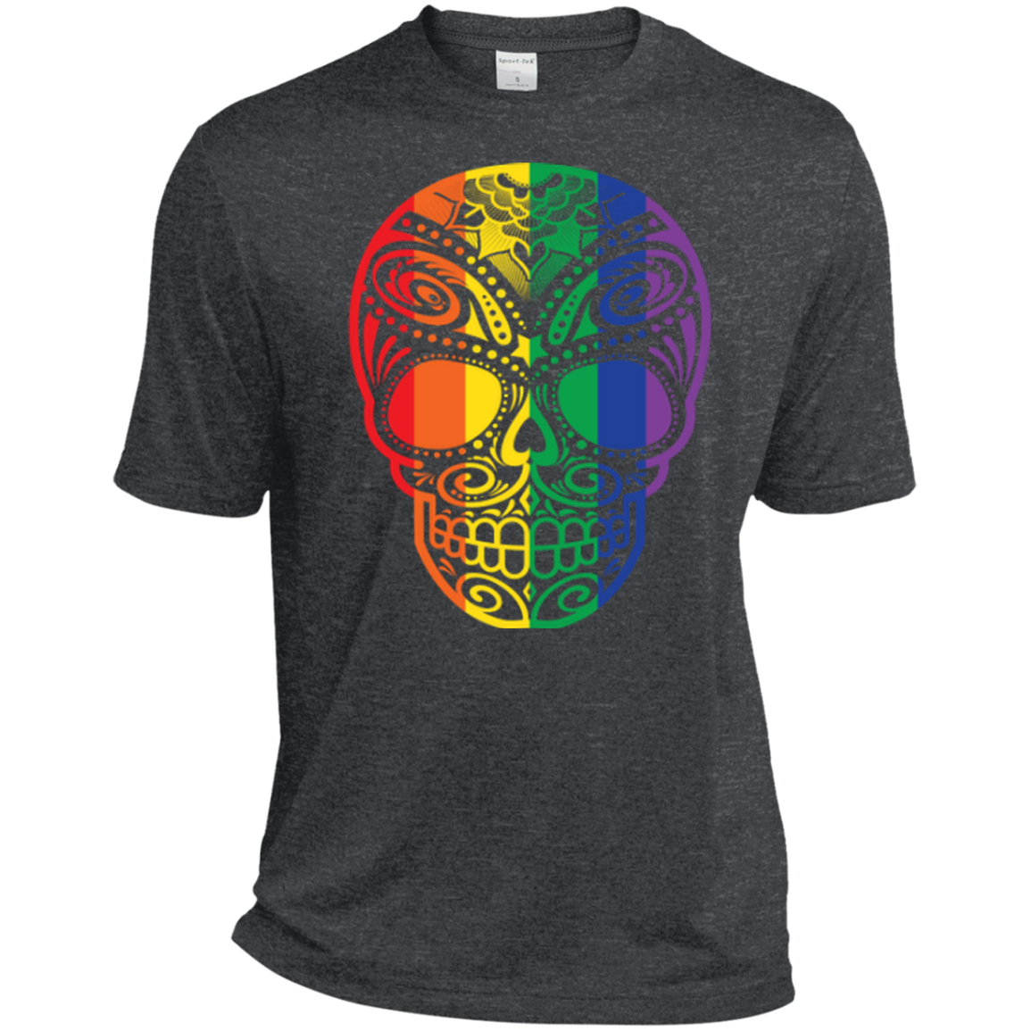 Rainbow Skull dark gray T Shirt for men LGBT Pride Tshirt for men