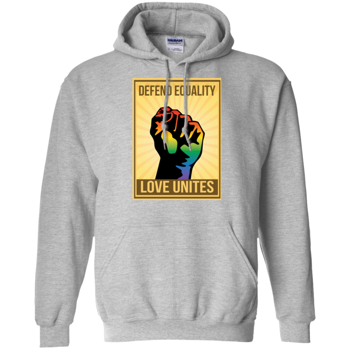 "Defend Equality, Love Unites" Gay Pride Hoodie Gray Color Round Neck Full Sleeves Digital Print Hoodie
