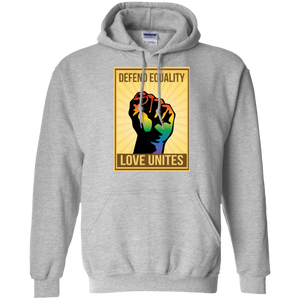 "Defend Equality, Love Unites" Gay Pride Hoodie Gray Color Round Neck Full Sleeves Digital Print Hoodie