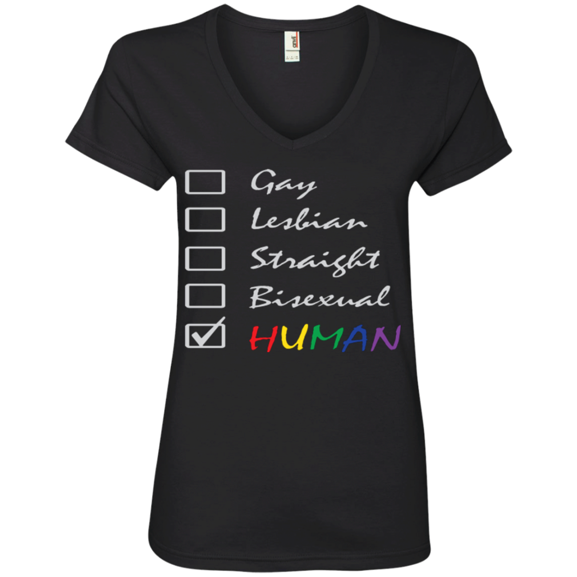 Human Check Box LGBT Pride black T Shirt for Women Human Equality LGBT Pride black Tshirt for Women