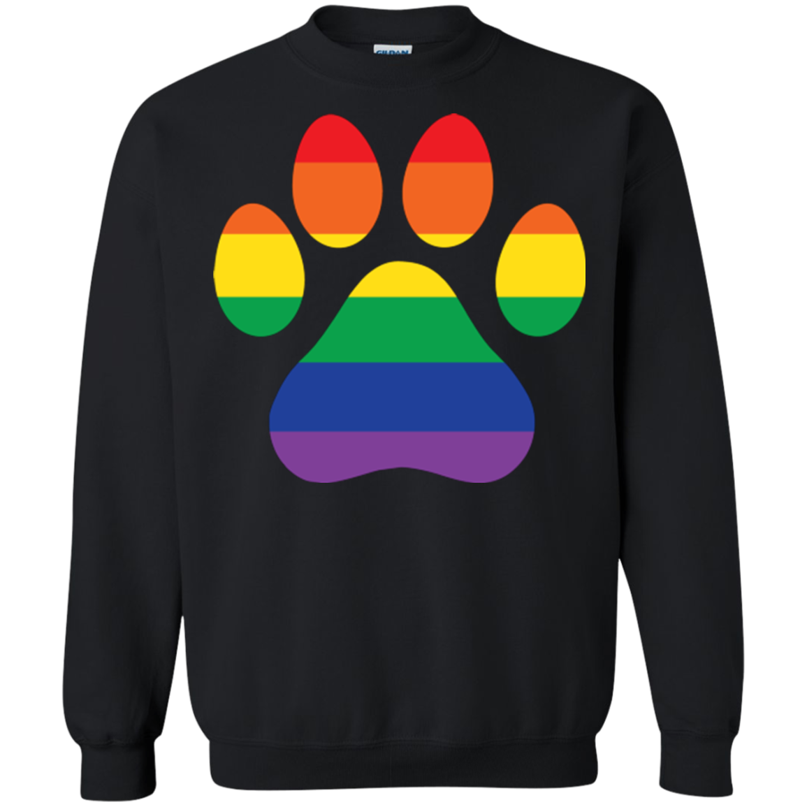 Rainbow paw print black sweatshirt for men pet lovers tshirt