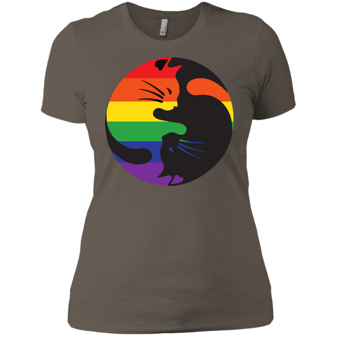 Rainbow Cat Yin Yang Pride T Shirt