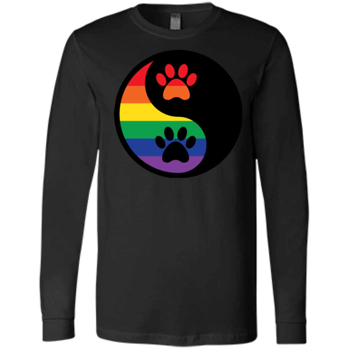 Rainbow Paw Yin Yang Pet long sleeves round neck Shirt For women LGBT Pride Tshirt for Women