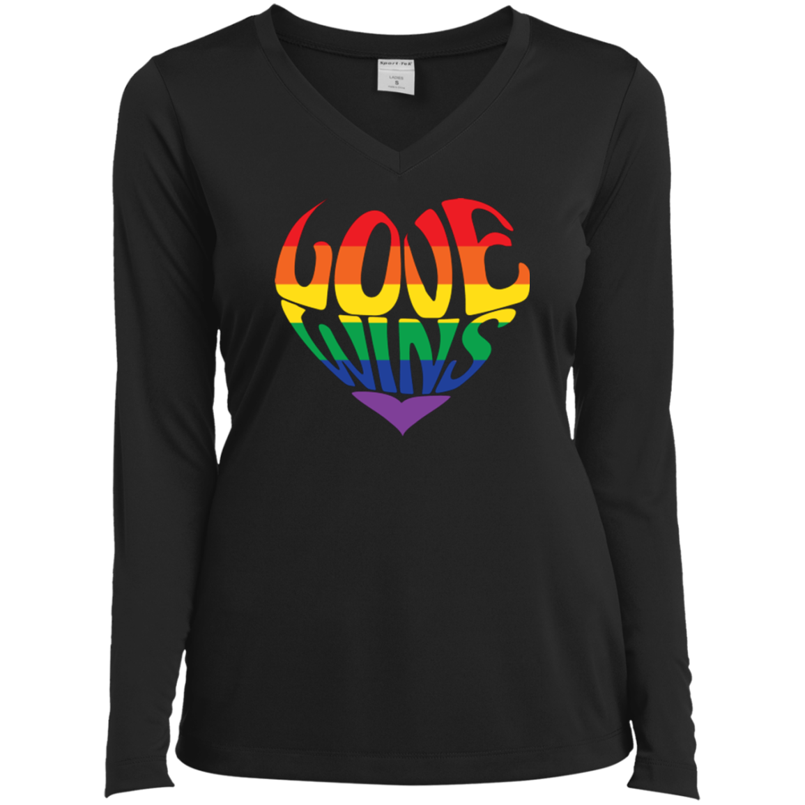 Love Wins black Full Sleeves v-neck LGBTQ Pride Tshirt for women