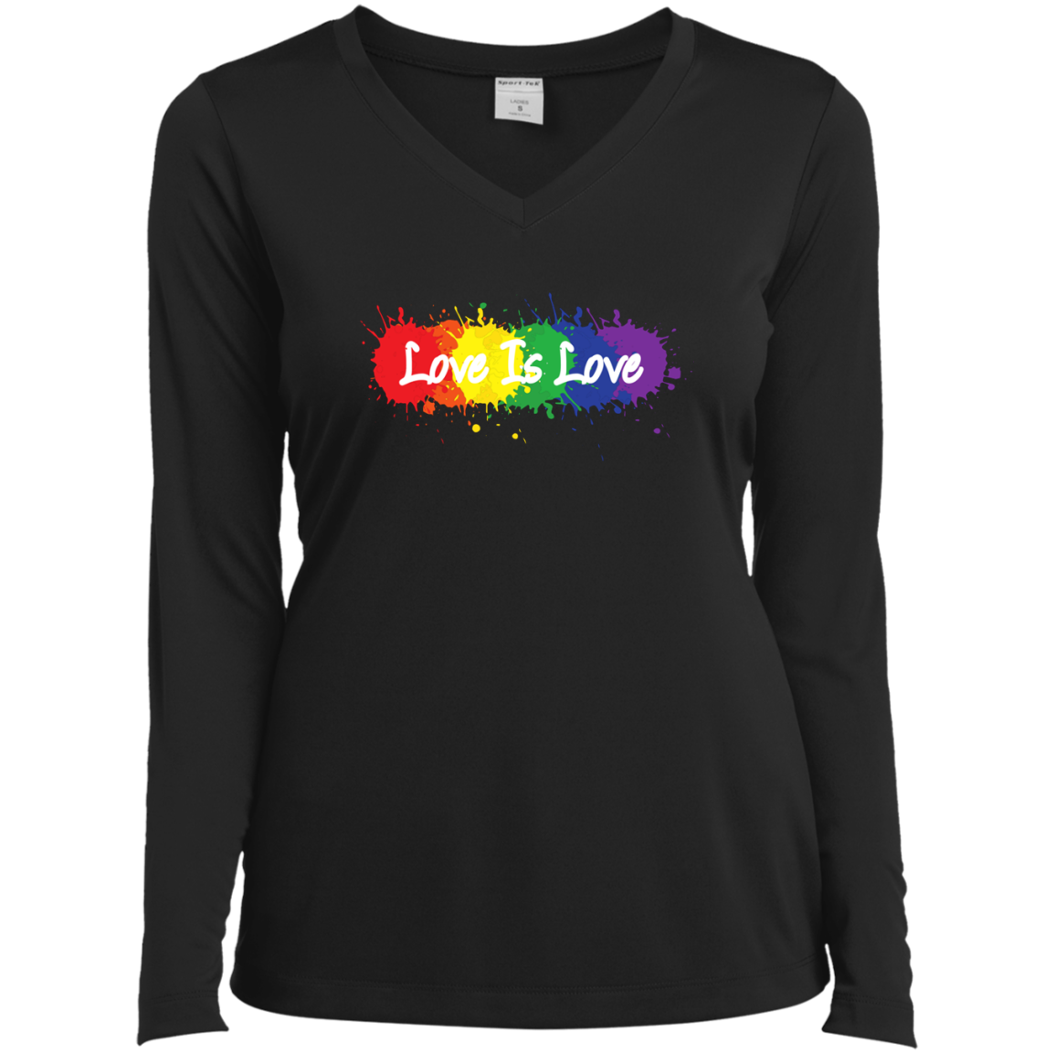  "Love is Love" black full sleevs v-neck T Shirt for women LGBT Pride Equality tshirt for women