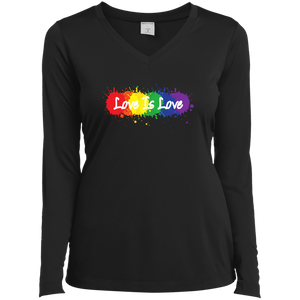  "Love is Love" black full sleevs v-neck T Shirt for women LGBT Pride Equality tshirt for women