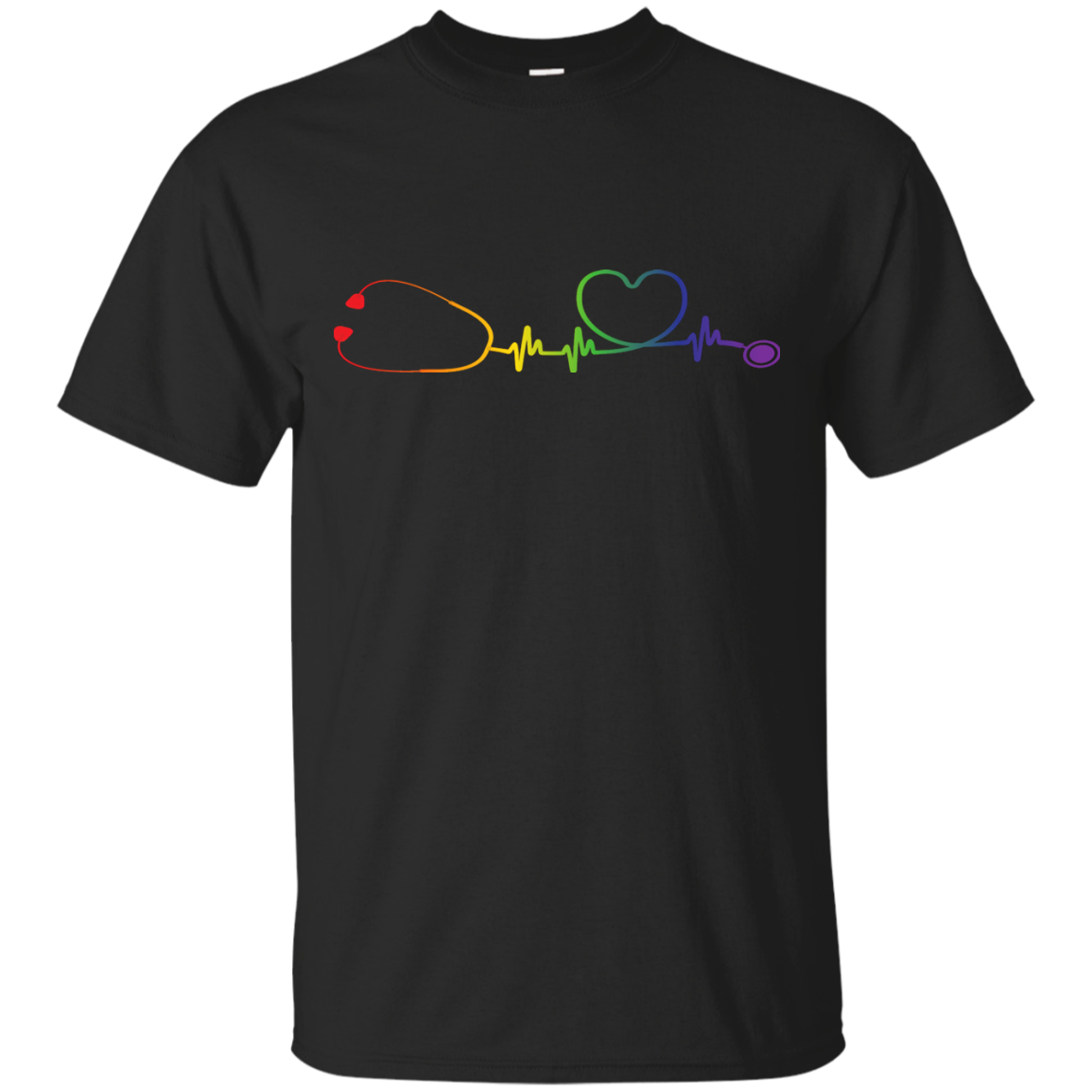 Pride Stethoscope Style Shirt LGBT Pride Nurse Logo black Tshirt