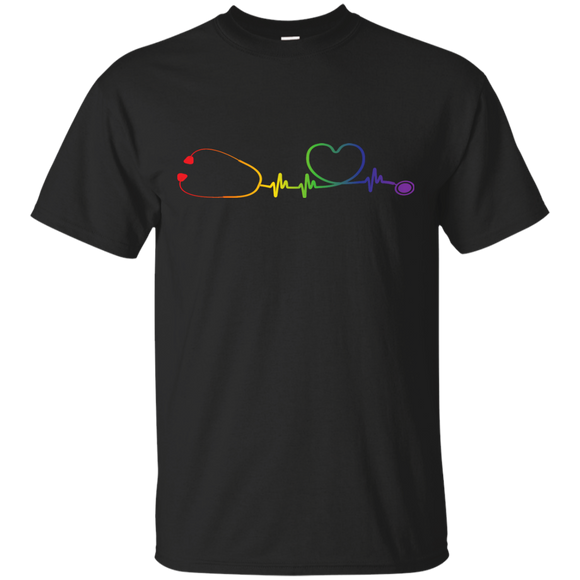 Pride Stethoscope Style Shirt LGBT Pride Nurse Logo black Tshirt