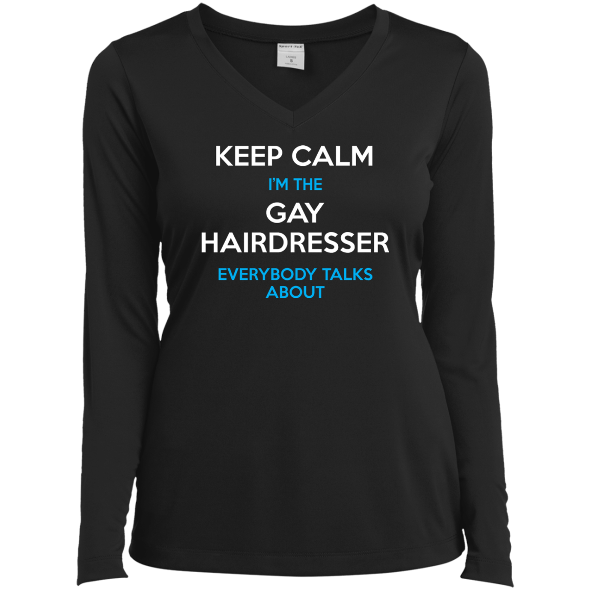 Keep Calm I'm The Gay Hairdresser black full sleeves v-neck black tshirt