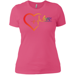 Rainbow Heartbeat Love Shirt Gay Pride pink tshirt for women