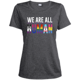 We Are All Human dark grey T Shirt for women, half sleeves round neck tshiart for women