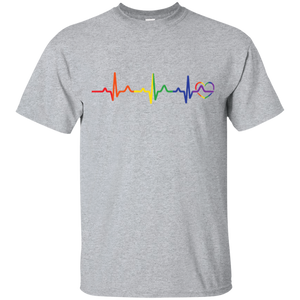 Rainbow Heartbeat black round neck half sleeves Gay Pride T Shirt