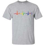 Rainbow Heartbeat black round neck half sleeves Gay Pride T Shirt