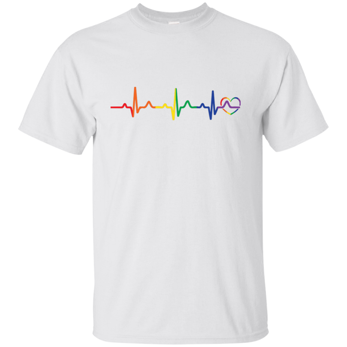Rainbow Heartbeat gay pride white  Men's tshirt 