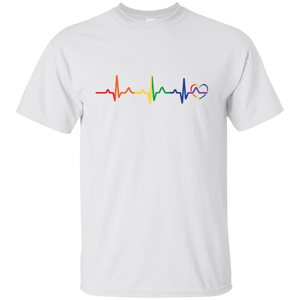 Rainbow Heartbeat gay pride white  Men's tshirt 