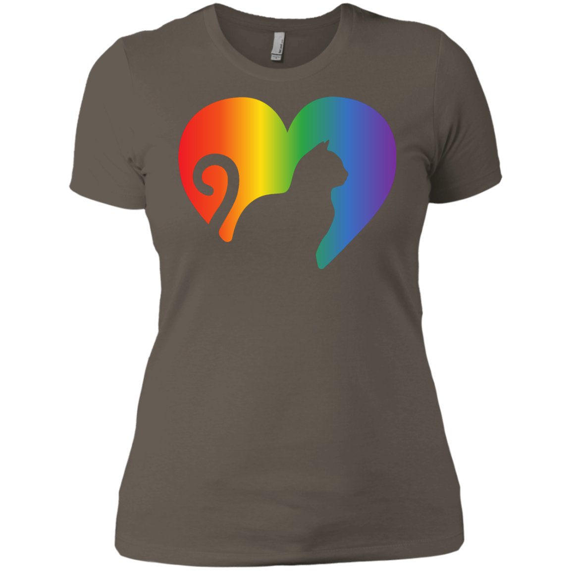 Rainbow Cat Heart LGBT Pride tshirt for womens | Affordable LGBT black round neck tshirt for pet lovers