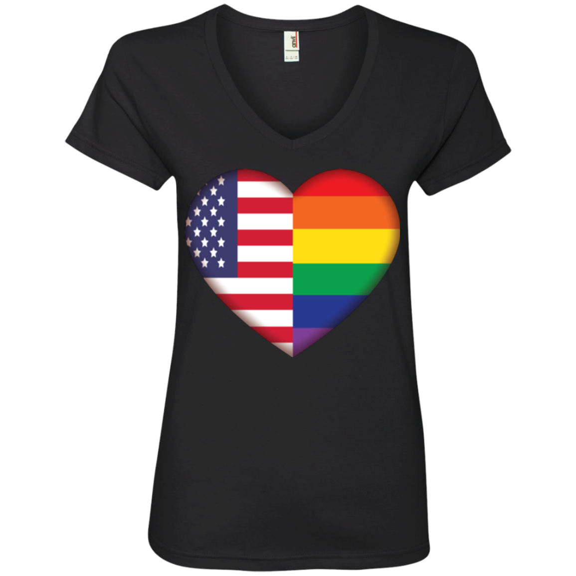 Gay Pride USA Flag Love v-neck black women Shirt LGBT Pride USA Flag tshirt for women