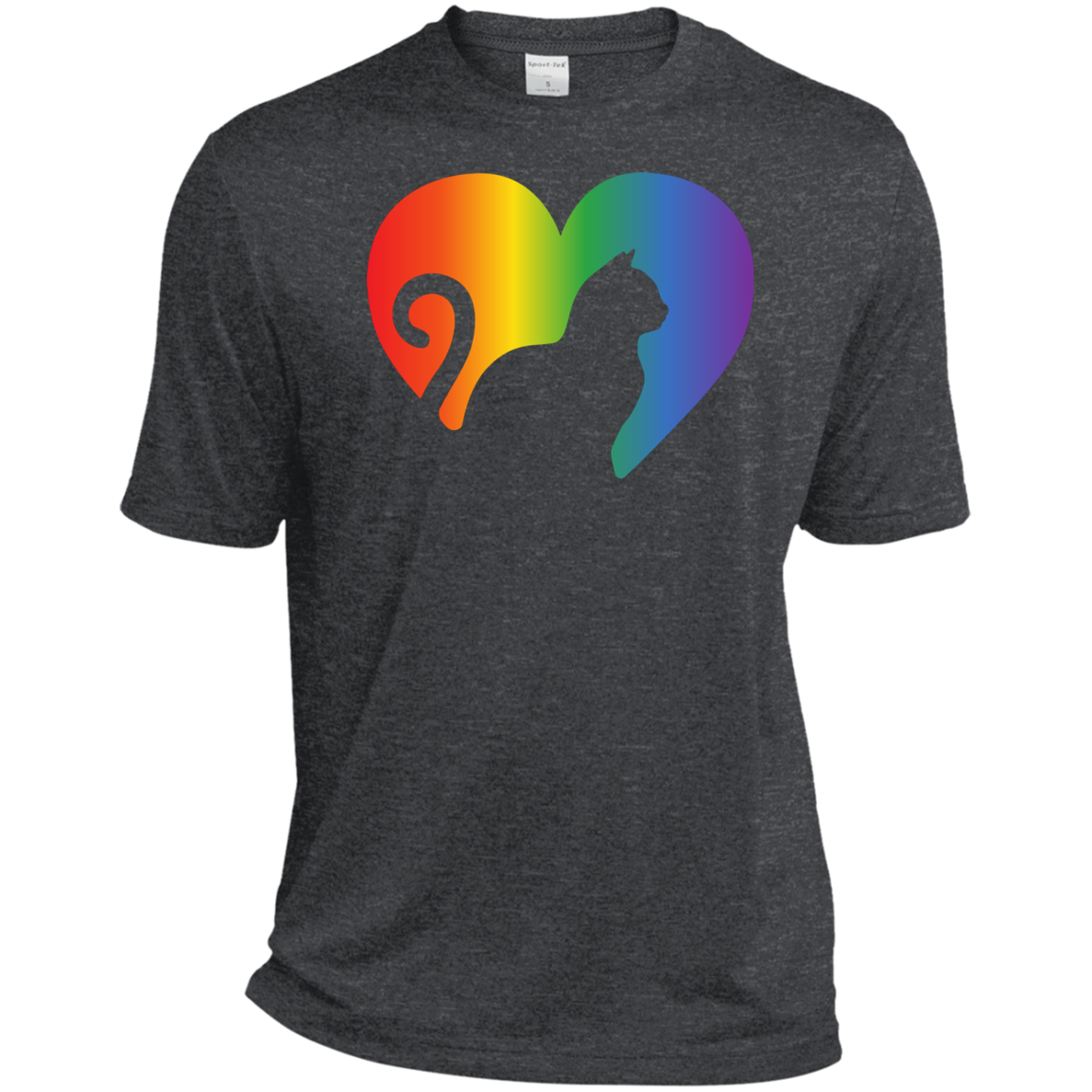 Rainbow Cat Heart LGBT Pride dark grey mens tshirt | Affordable LGBT  tshirt for pet lovers