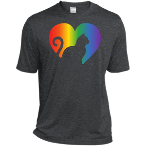 Rainbow Cat Heart LGBT Pride dark grey mens tshirt | Affordable LGBT  tshirt for pet lovers